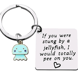 Silver jellyfish keychain