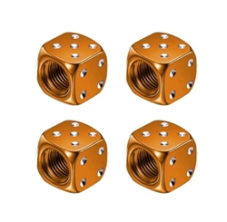 Set of 4 standard size tire valve covers - gold dice