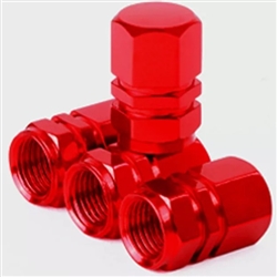 Set of 4 standard size tire valve covers - red