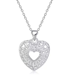 Silver heart pendant necklace