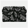Black makeup bag with moth print