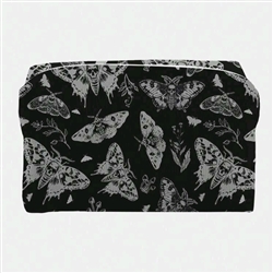 Black makeup bag with moth print