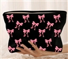 Oversized makeup bag - black with hot pink bows