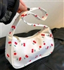 White shoulder bag purse with cherries