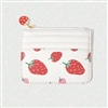 White wallet with pink and red strawberry print