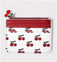 White wallet with red cherry print
