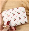 White wallet with red cherry print