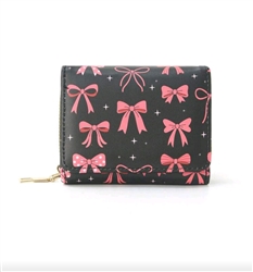 Black wallet with hot pink bows
