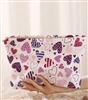 Large oversized makeup bag - purple and pink hearts