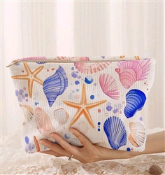 Large oversized makeup bag - colorful seashells