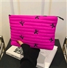 Large oversized makeup bag - hot pink with black bows