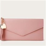 Pink wallet with tassel and heart