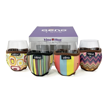 Vino Hug Stemless Wine Glass,  Set of 4, Geometric