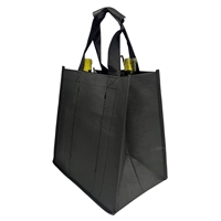 Grocery Bag w/ Collapsible Bottle Compartments, Black