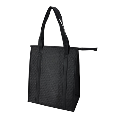 Insulated Grocery Bag w/ Collapsible Bottle Compartments, Black