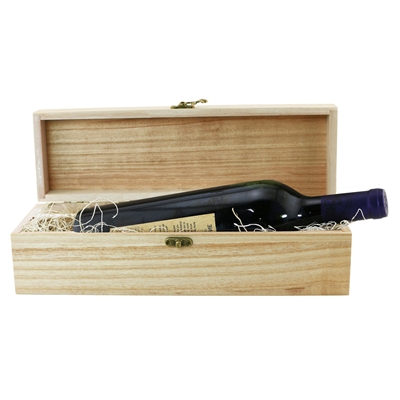 Winechest 1-Bottle Hinged Wooden Box, Natural