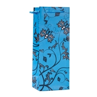 Wine Bag, Teal/Black Floral