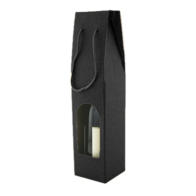 Bottle Box w/Window Black, 1-Bottle
