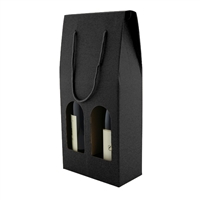 Bottle Box w/Window Black, 2-Bottle