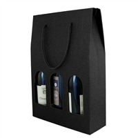 Bottle Box w/Window, Black, 3-Bottle