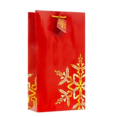 Holiday Bag, Red Snowflake 2-Bottle Wine