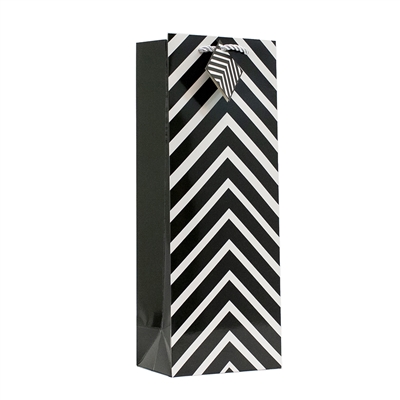 Wine Bag, Black Chevron