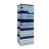 Wine Bag, Blue & Silver Stripes