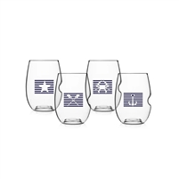 govino Nautical Stripes, Set of 4, Stemless