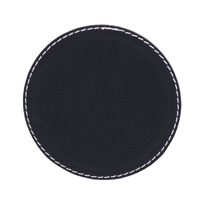 Suave Leatherette Coaster Round, Black, Bulk