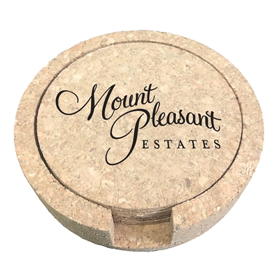 Custom Cork Coaster Caddy Set, Round