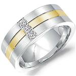 Diamond 10K Yellow and White Gold Band