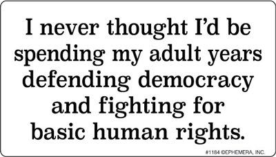I never thought I'd be spending my adult years defending democracy and fighting for basic human rights.