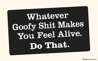 Whatever goofy shit makes you feel alive. Do that.