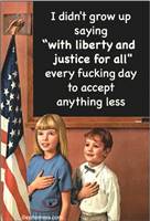 I didn't grow up saying "with liberty and justice for all" every fucking day to accept nothing less