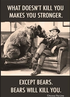 WHAT DOESN'T KILL YOU MAKES YOU STRONGER.  EXCEPT BEARS.  BEARS WILL KILL YOU.