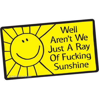 Well, aren't we just a ray of fucking sunshine?