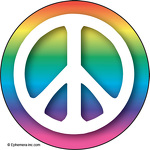 (peace sign with rainbow)