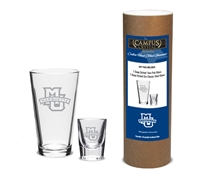 Marquette University Etched Pub and Shot Glass Set