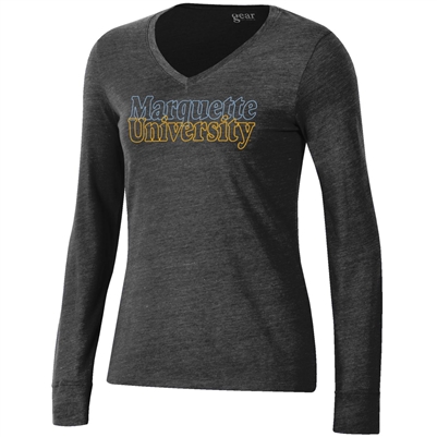 Women's Tri-Blend Long Sleeve V-Neck Black