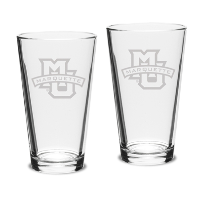 Marquette University Etched Pint Glass Set of 2