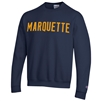 Marquette Wool Letters Crew Navy