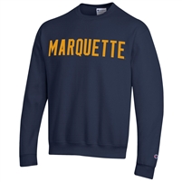 Marquette Wool Letters Crew Navy
