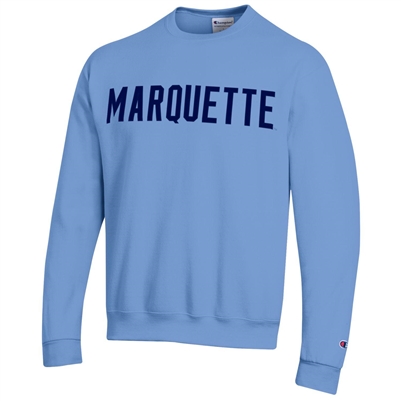 Marquette Wool Letters Crew Blue