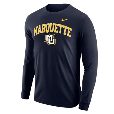 Marquette Over MU Long Sleeve Tee Shirt Navy