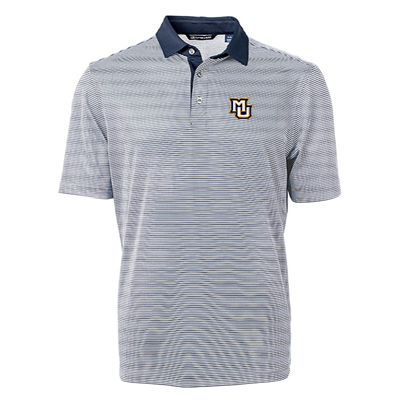 Marquette Virtue Eco Micro Stripe Polo Navy White