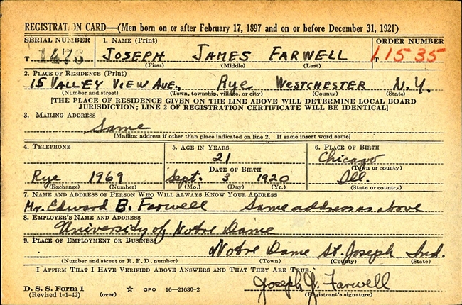 Joseph J. Farwell U.S. Army Air Corps WWII
