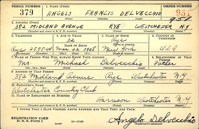 Angelo F. Delvecchio U.S. Army WWII