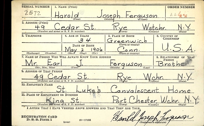 Harold J. Ferguson U.S. Army Air Corps WWII