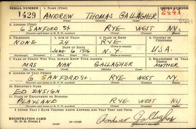 Andrew T. Gallagher U.S. Army WWII