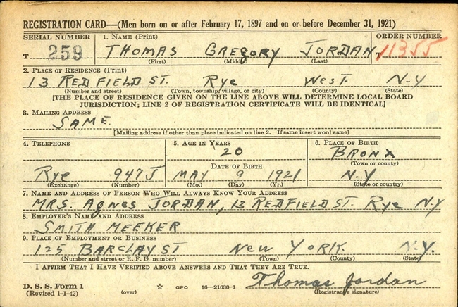 Thomas G. Jordan U.S. Army WWII